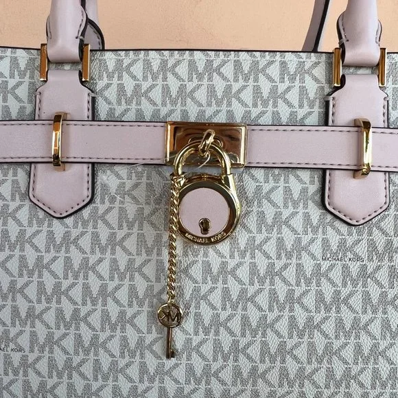 Michael Kors Hamilton Medium Satchel Shoulder Bag MK Vanilla Pink - Picture 6 of 10